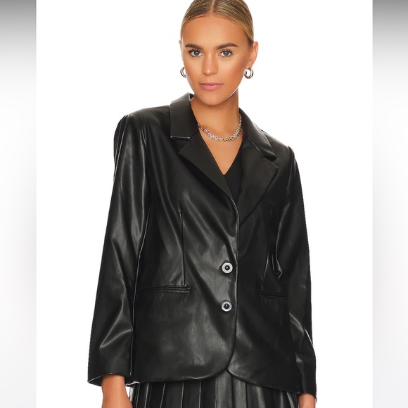 BCBGeneration Jackets & Blazers - NWT BCBGeneration Faux Leather Boyfriend Blazer -Dark olive